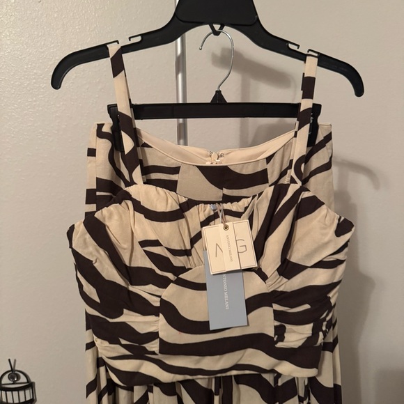 NWT ANTONIO MELANI Style Somers Swirl Print Linen Blend Straw Trim Two Piece Set - Picture 9 of 13